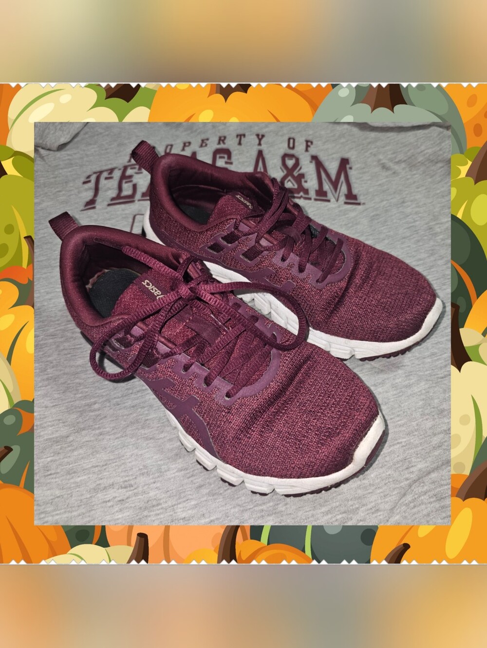 ASICS Women's Burgundy Knit Athletic Sneakers